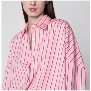 Pink striped oversized shirt by Dries Van Noten