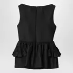 Dries Van Noten Black wool and silk ruffled top