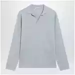 The Row Niosa oversized cotton-linen polo in ice blue