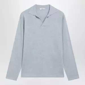 The Row Niosa oversized cotton-linen polo in ice blue