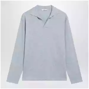 The Row Niosa oversized cotton-linen polo in ice blue