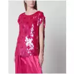 Dries Van Noten Fuchsia silk top with sequins