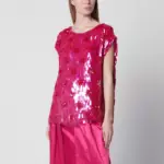 Dries Van Noten Fuchsia silk top with sequins