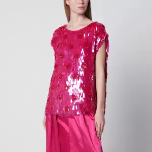 Dries Van Noten Fuchsia silk top with sequins