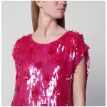Dries Van Noten Fuchsia silk top with sequins