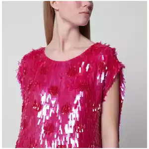 Dries Van Noten Fuchsia silk top with sequins