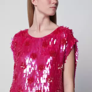 Dries Van Noten Fuchsia silk top with sequins