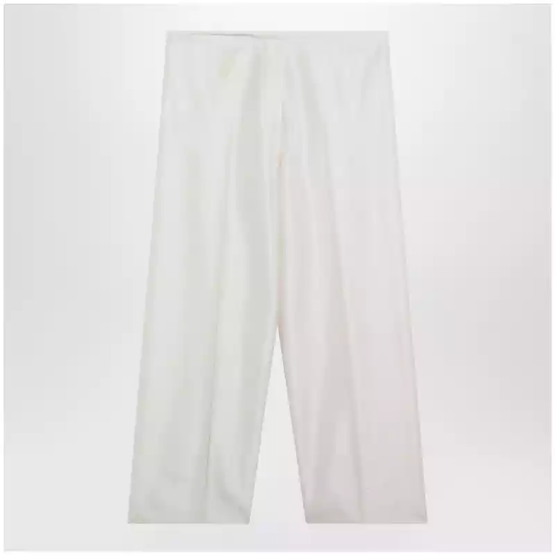 The Row Beta low-rise pajama pants in shantung silk, vanilla