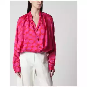 Dries Van Noten Crossed Shirt with Fuchsia Print
