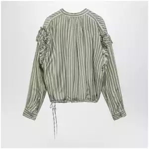 Dries Van Noten Green striped wrap shirt in cupro