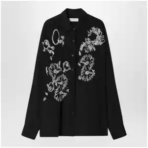 Dries Van Noten Black shirt with sequin embroidery
