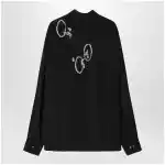 Dries Van Noten Black shirt with sequin embroidery