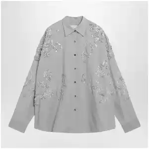Dries Van Noten Grey shirt with sequin embroidery
