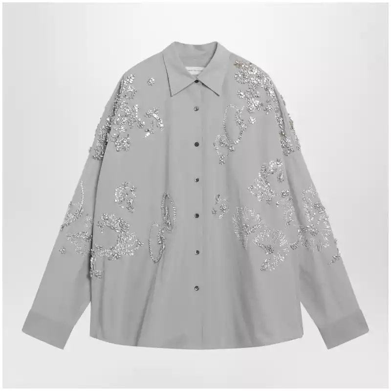 Dries Van Noten Grey shirt with sequin embroidery