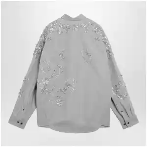 Dries Van Noten Grey shirt with sequin embroidery