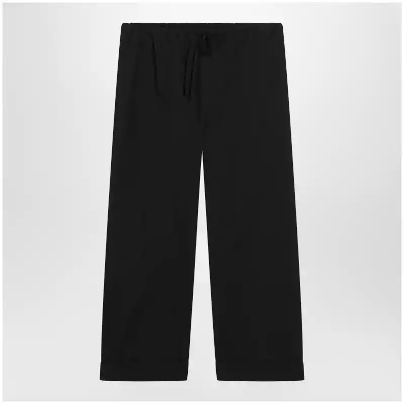 The Row Low-rise relaxed-fit cotton poplin trousers in black