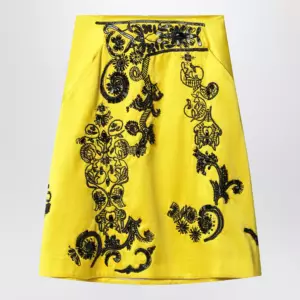 Dries Van Noten Yellow skirt with black sequin embroidery