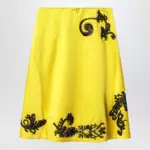Dries Van Noten Yellow skirt with black sequin embroidery
