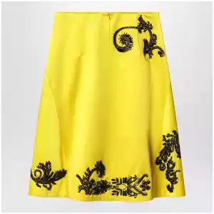 Dries Van Noten Yellow skirt with black sequin embroidery