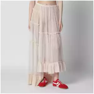 Dries Van Noten Écru semi-sheer silk skirt