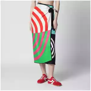 Dries Van Noten Multicolor graphic print silk skirt