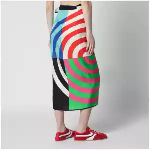 Dries Van Noten Multicolor graphic print silk skirt
