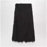 Dries Van Noten Dark purple midi skirt with fringes