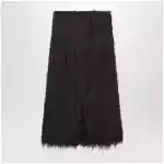 Dries Van Noten Dark purple midi skirt with fringes