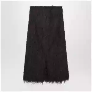 Dries Van Noten Dark purple midi skirt with fringes