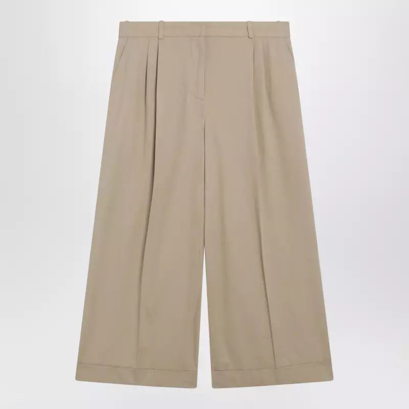 The Row Pleated culotte pants in cotton blend, beige