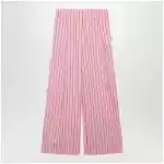 Dries Van Noten Wide pink striped trousers