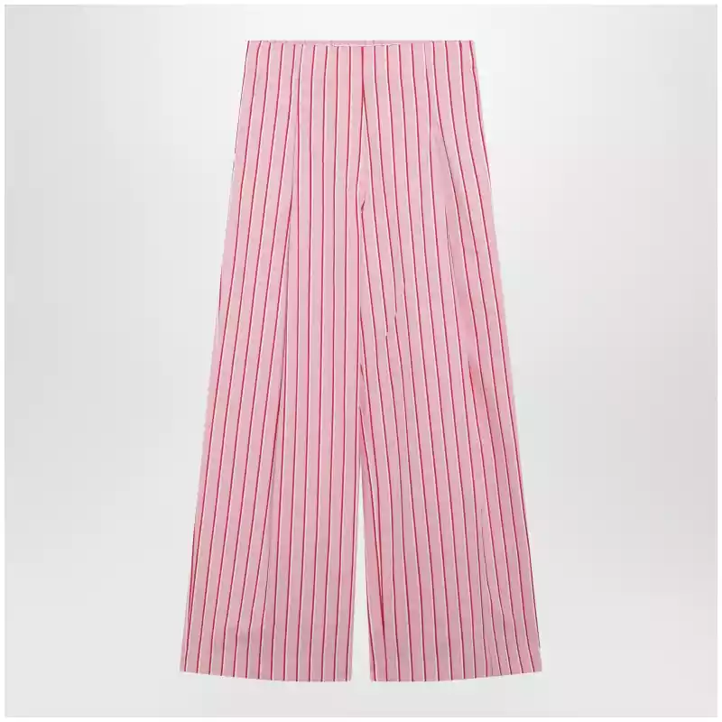 Dries Van Noten Wide pink striped trousers