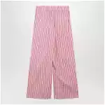 Dries Van Noten Wide pink striped trousers