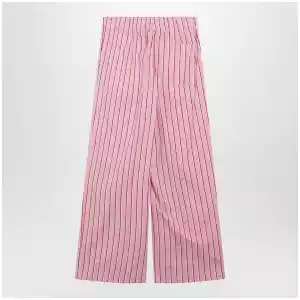 Dries Van Noten Wide pink striped trousers