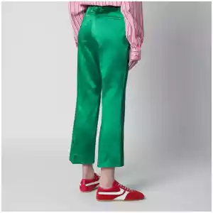 Dries Van Noten Shiny green cotton-blend trousers