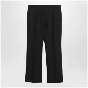 Dries Van Noten Black ankle-length trousers in wool and silk