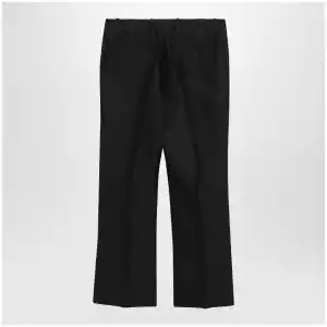 Dries Van Noten Black ankle-length trousers in wool and silk