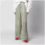 Dries Van Noten Wide-leg green striped trousers