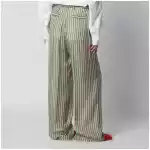 Dries Van Noten Wide-leg green striped trousers