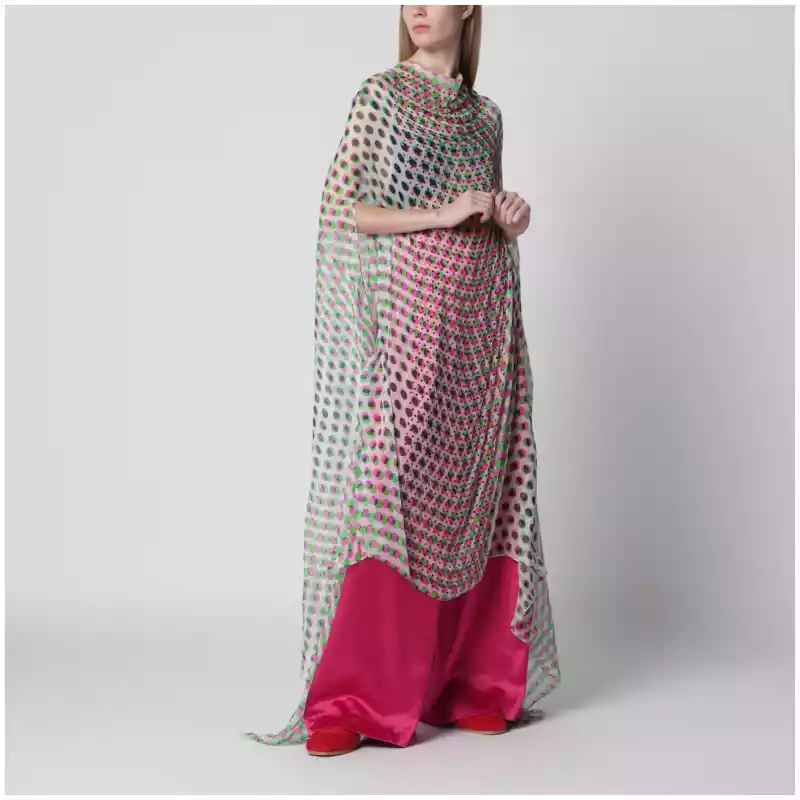 Dries Van Noten Écru polka-dot sheer silk cape