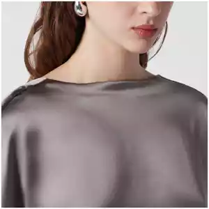 Dries Van Noten Taupe silk satin midi dress