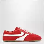 Dries Van Noten Red/white leather and suede sneakers