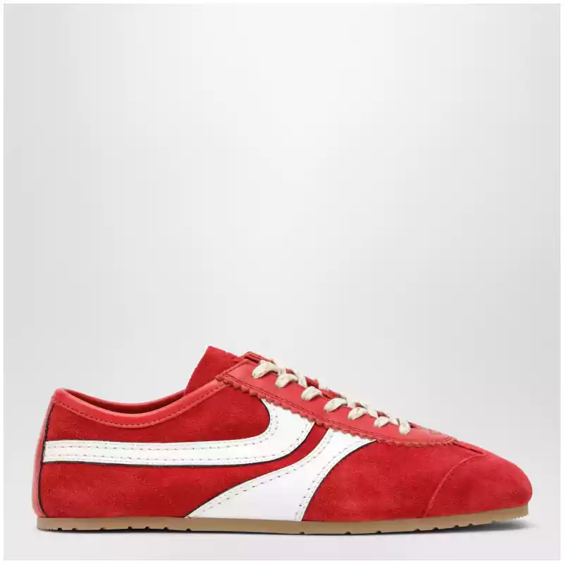 Dries Van Noten Red/white leather and suede sneakers