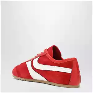 Dries Van Noten Red/white leather and suede sneakers