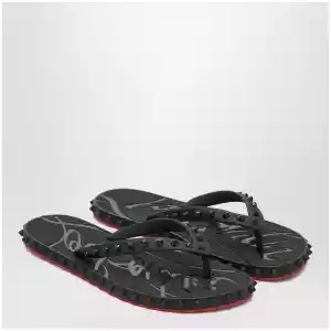Christian Louboutin Black Super Loubi Flip-Flops