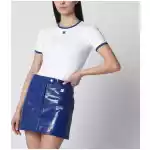 Courreges Courrèges White/orange contrast cotton crew-neck T-shirt