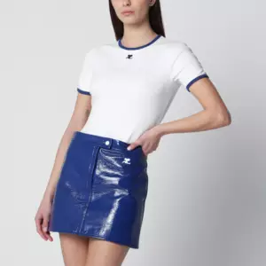 Courreges Courrèges White/orange contrast cotton crew-neck T-shirt