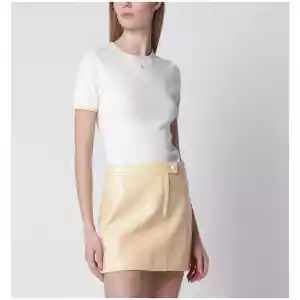 Courreges Courrèges White/blue contrast cotton crew-neck T-shirt
