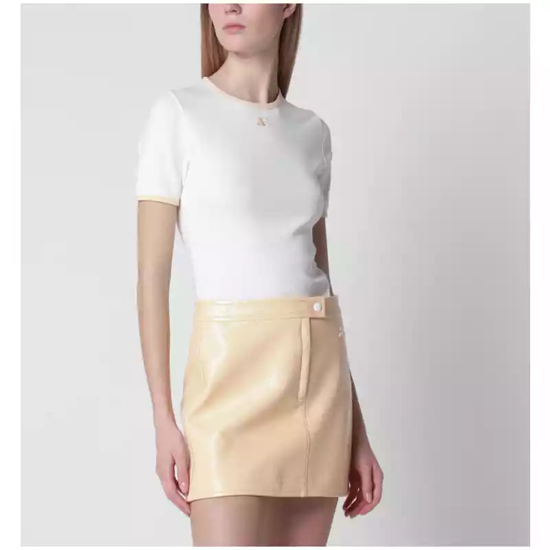 Courreges Courrèges White/blue contrast cotton crew-neck T-shirt