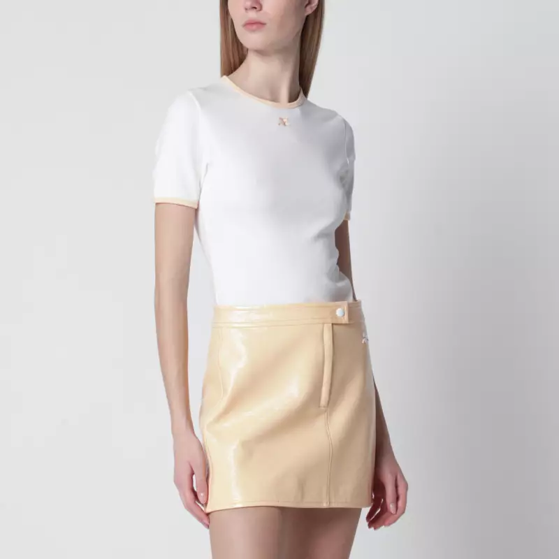 Courreges Courrèges White/blue contrast cotton crew-neck T-shirt